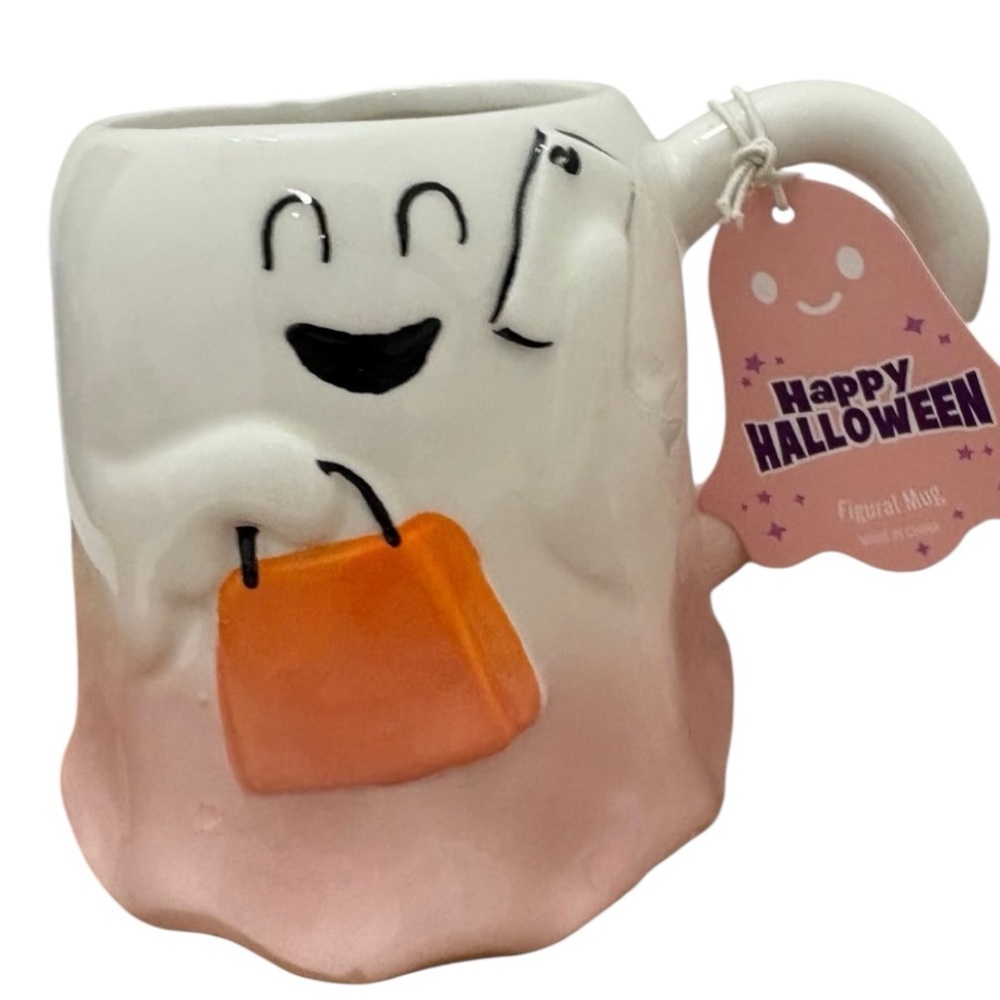 Ghost Mug with Purse Handbag and Cellphone Ombré Pink